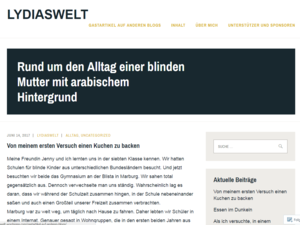 Ein Ausschnitt aus einem Blog mit dem Titel: Rund um den Alltag einer blinden Mutter mit arabischem Hintergrund
