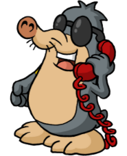 Maulwurf AUGust mit Telefon in der Hand Maulwurf AUGust mit Telefon in der Hand