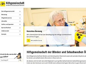 Ein Screenshot unserer neuen Website. Zu sehen ist die Startseite mit dem Menü, Suche, Slider mit Fotos und einer Kurzbeschreibung der Hilfsgemeinschaft.