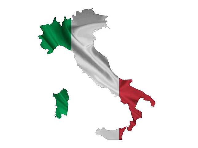 Italienischkurs Italienischer Stiefel in den Farben der Flagge: grün, weiß, rot