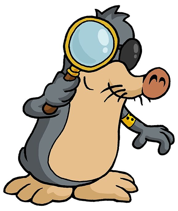 august-lupe_was_ist_kuenstliche_Intelligenz.jpg Illustration von Maulwurf, der durch Lupe schaut