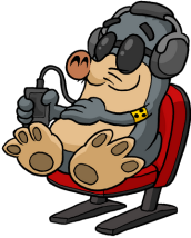 AUGust genießt Kultur Ein Maulwurf mit Sonnenbrille und Armbinde sitzt auf einem roten Sessel und hat ein Audio-Empfangsgerät mit Kopfhörern auf.